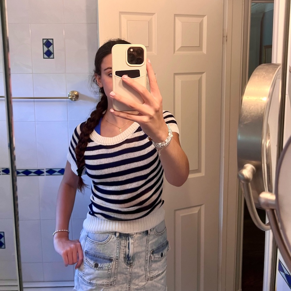 Aerie Striped Knit Tee 💙🤍
